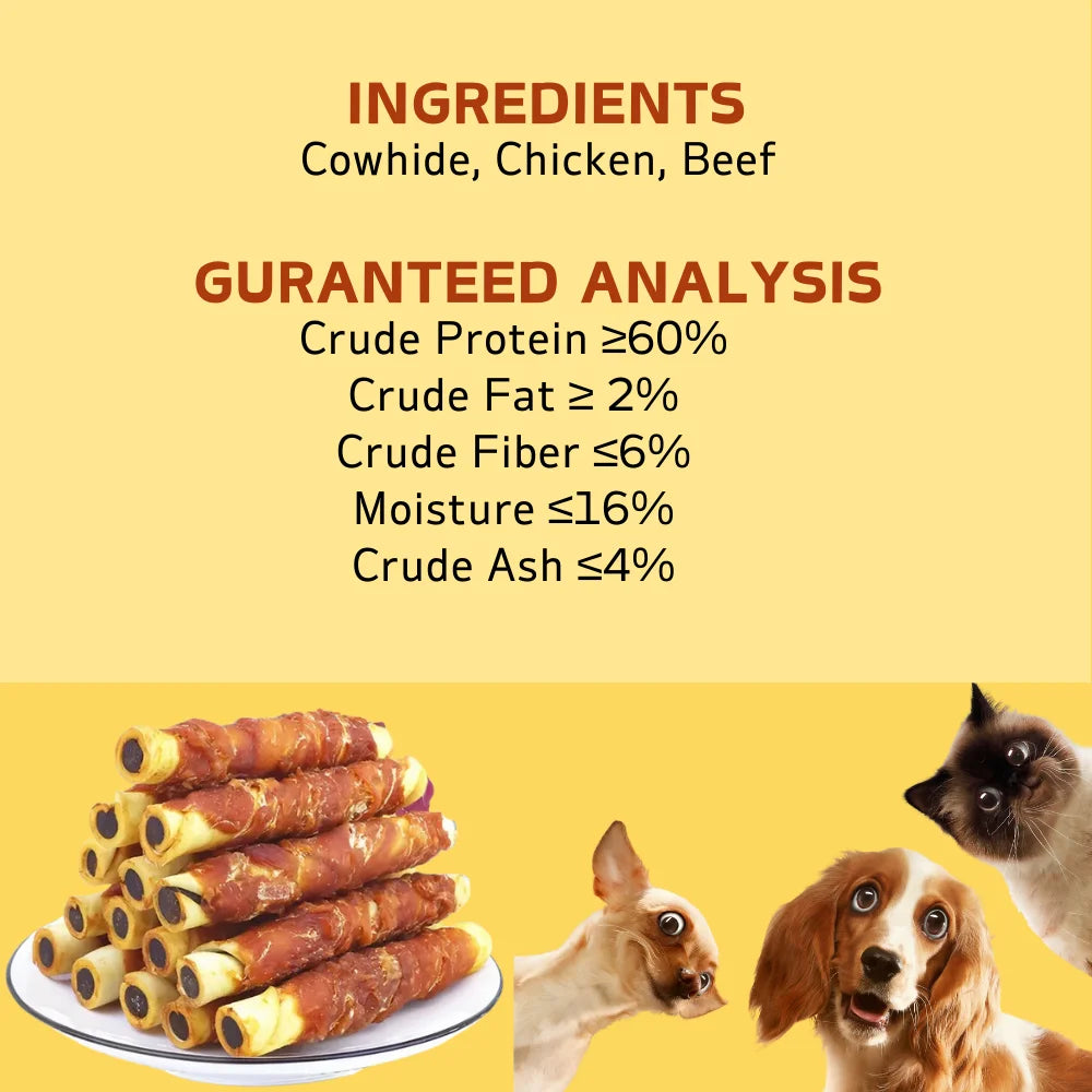 150g/5.29oz Chicken Wrapped Cowhide Chocolate Stick, Meat Dog Snacks, Made From Chicken Meat And Beef Skin, Beef Stuffing