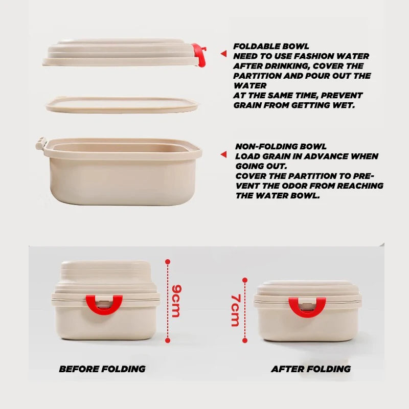 2 IN 1 Pet Outdoor Folding Bowl Travel Walking Portable Double-layer Drink Water Feeding Bowls for Small Medium Cat Dog Feeders