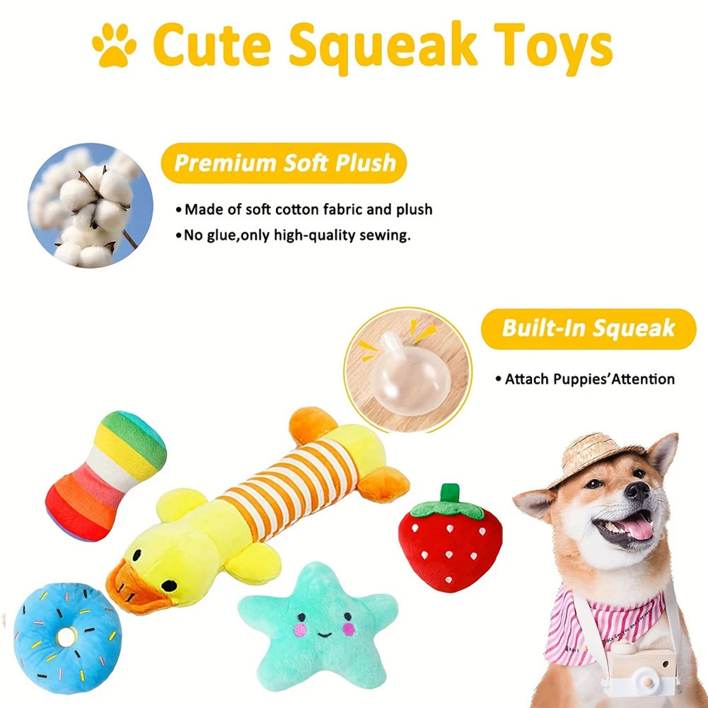25Pcs Puppy Chew Toys Dog Rope Toys Dog Treat Balls & Squeaky Toy for Small Medium Dogs