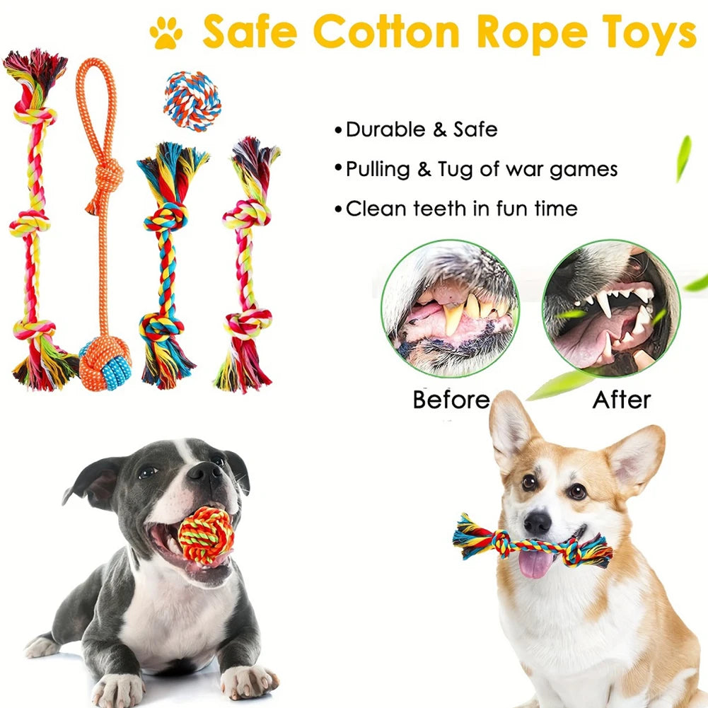 25Pcs Puppy Chew Toys Dog Rope Toys Dog Treat Balls & Squeaky Toy for Small Medium Dogs