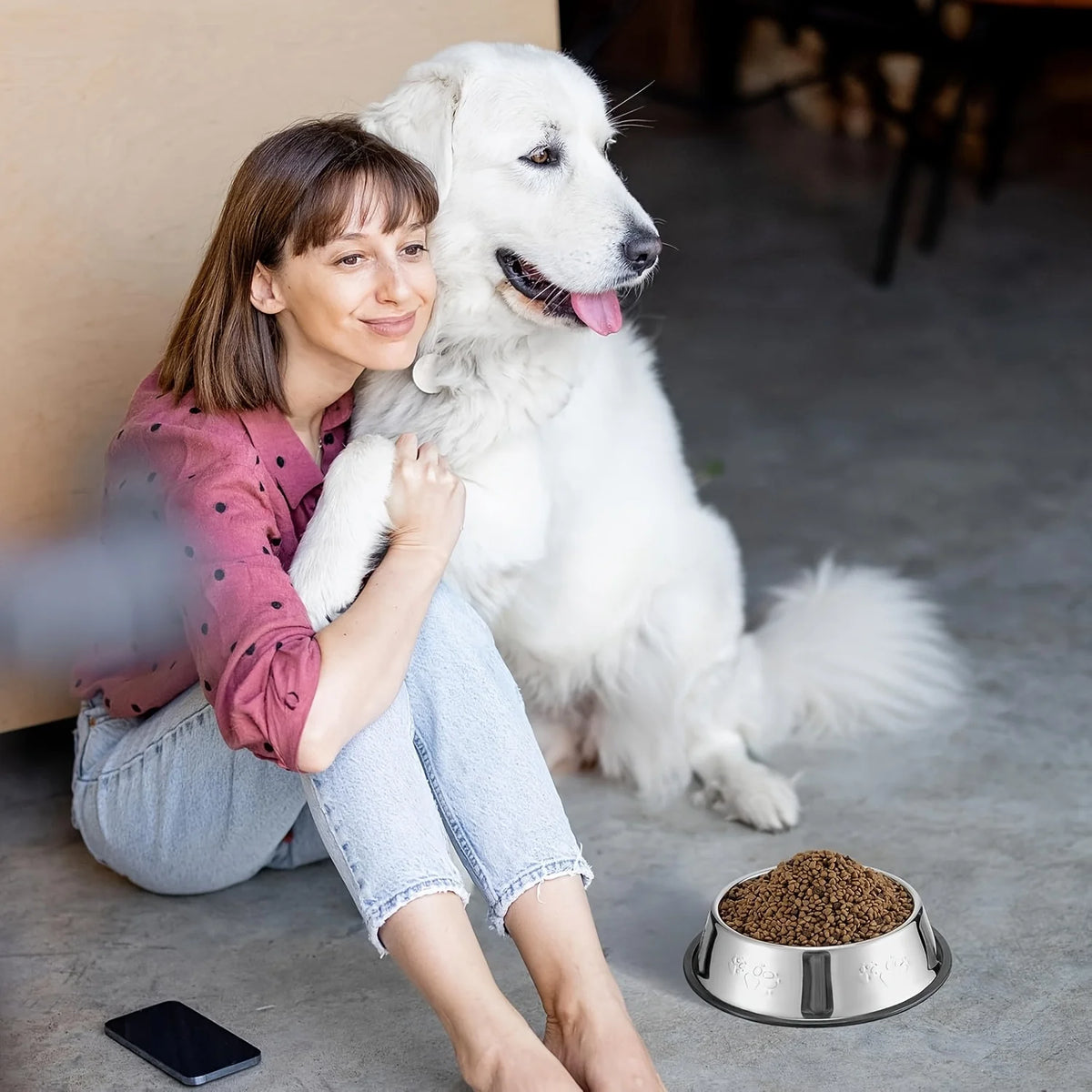 6Pcs Stainless Steel Dog Cat Bowls Non‑Slip Rubber Base Paw Print Pet Food Water Bowls for Small Medium Pets Durable Pet Supplie