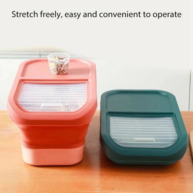 Collapsible Airtight Storage Box with Sealed Lid, Heavy-Duty 13/33LB Container for Dry Pet Food, Grains, and Rice