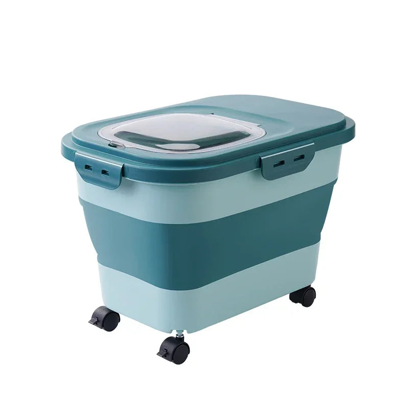 Collapsible Airtight Storage Box with Sealed Lid, Heavy-Duty 13/33LB Container for Dry Pet Food, Grains, and Rice