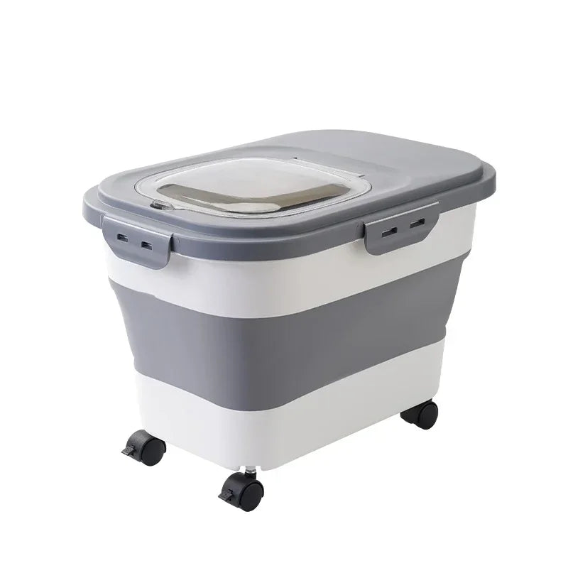 Collapsible Airtight Storage Box with Sealed Lid, Heavy-Duty 13/33LB Container for Dry Pet Food, Grains, and Rice