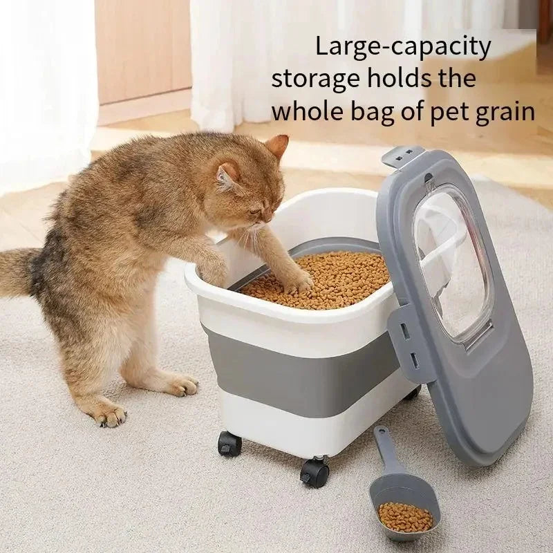 Collapsible Airtight Storage Box with Sealed Lid, Heavy-Duty 13/33LB Container for Dry Pet Food, Grains, and Rice