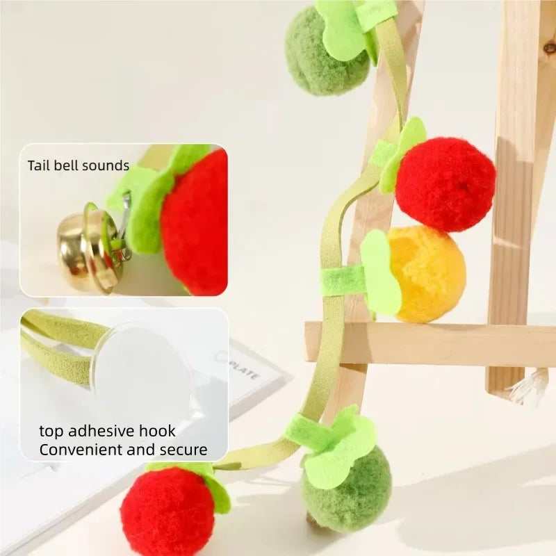 Durable Tomato Shaped Cat Teaser Toy with Bell Interactive Self-Play Kitten Toy for Boredom Relief Essential Pet Supplies