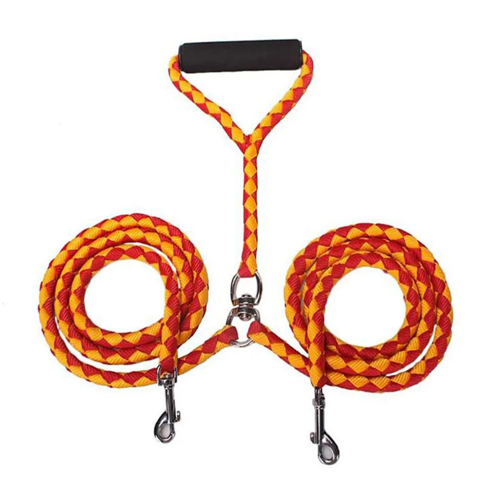 Strong Dual Dog Leash Double Dog Leash 360 Swivel No Tangle Double Dog Walking Training Leash Comfortable Pet Leads for Two Dogs