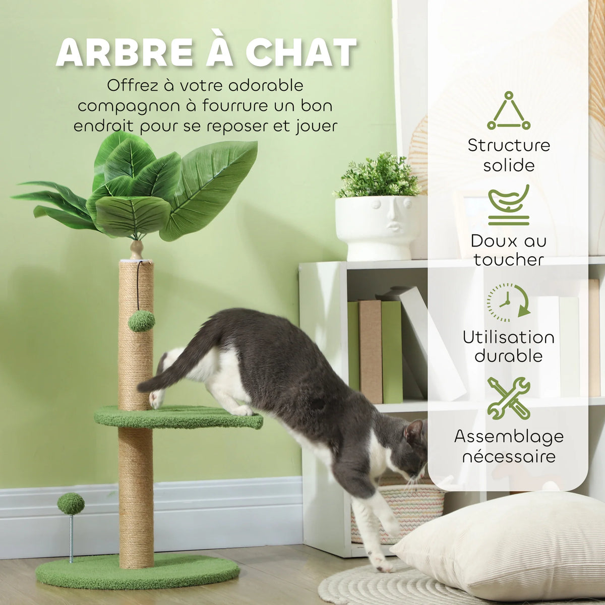 Cat TREE, cat climbing TREE, 83 cm tall, with jute scratching post, toy balls, and Plush platforms