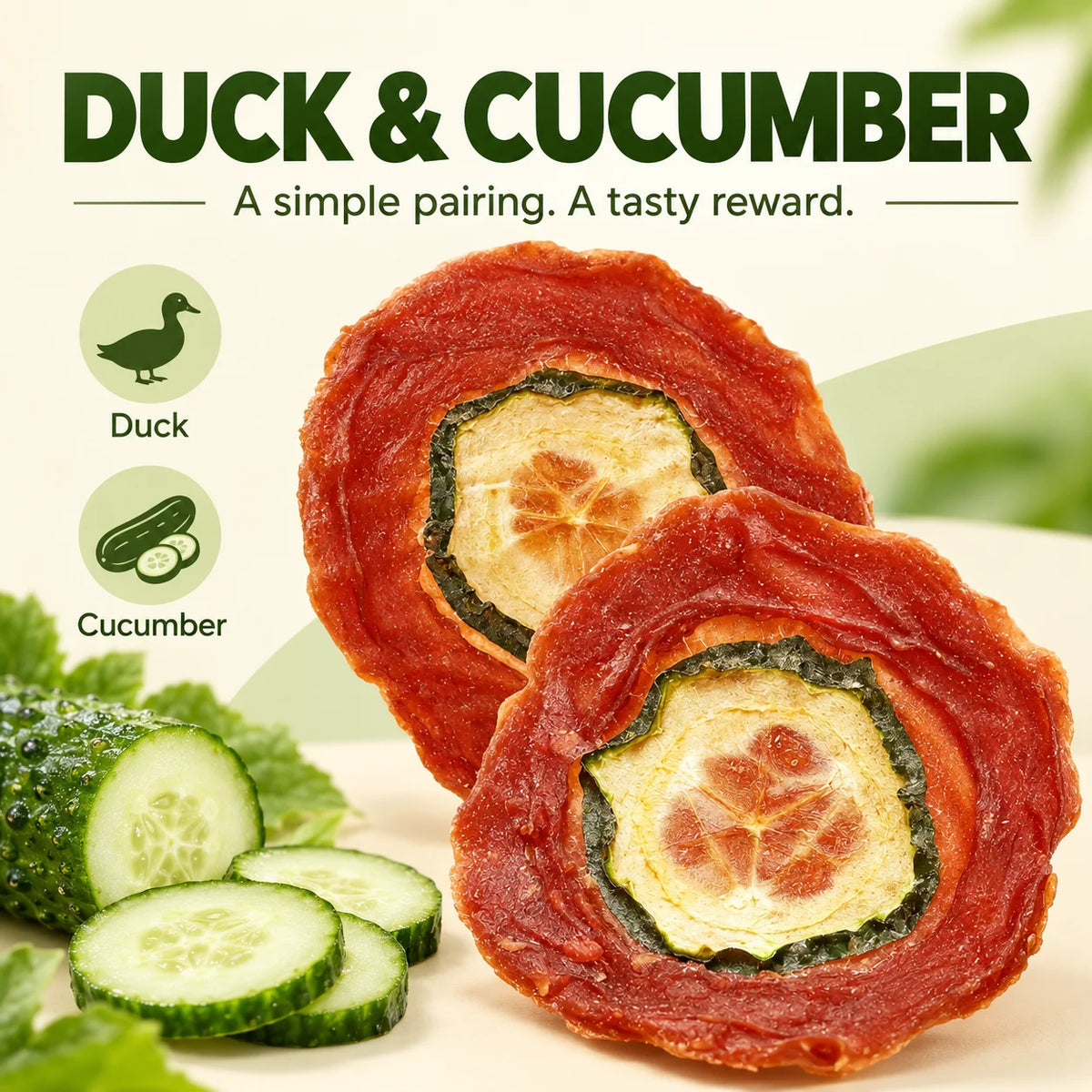 Duck Cucumber Dog Treats 60g Crispy Meat Chips Pet Training Rewards Puppy Snacks for Small Medium Large Dogs Daily Treats