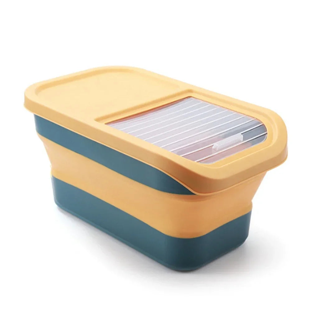 Collapsible Airtight Storage Box with Sealed Lid, Heavy-Duty 13/33LB Container for Dry Pet Food, Grains, and Rice