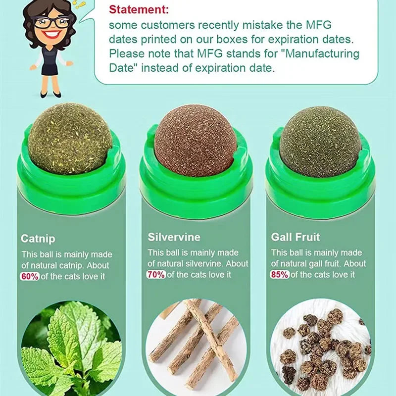 Catnip Cat Wall Stick-on Ball Toy Scratchers Treats Healthy Natural Removes Balls to Promote Digestion Grass Snack pet products