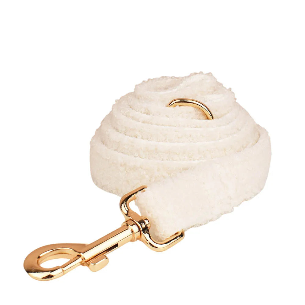 Pure White Teddy Dog Harness And Leash Set XS-XL Free Logo Number Pet Leads Adjustable Puppy Bowtie Necklace