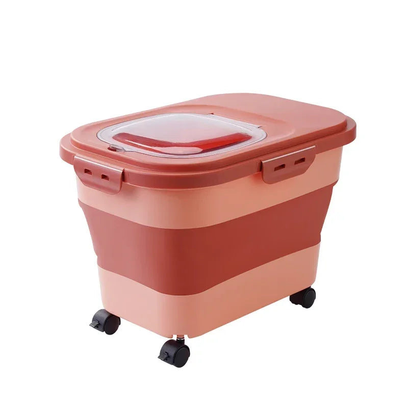 Collapsible Airtight Storage Box with Sealed Lid, Heavy-Duty 13/33LB Container for Dry Pet Food, Grains, and Rice