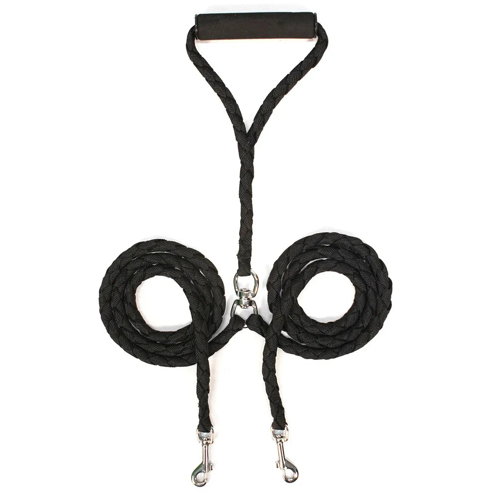 Strong Dual Dog Leash Double Dog Leash 360 Swivel No Tangle Double Dog Walking Training Leash Comfortable Pet Leads for Two Dogs