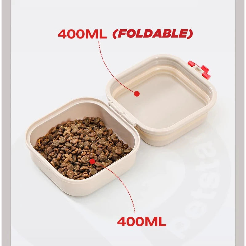 2 IN 1 Pet Outdoor Folding Bowl Travel Walking Portable Double-layer Drink Water Feeding Bowls for Small Medium Cat Dog Feeders