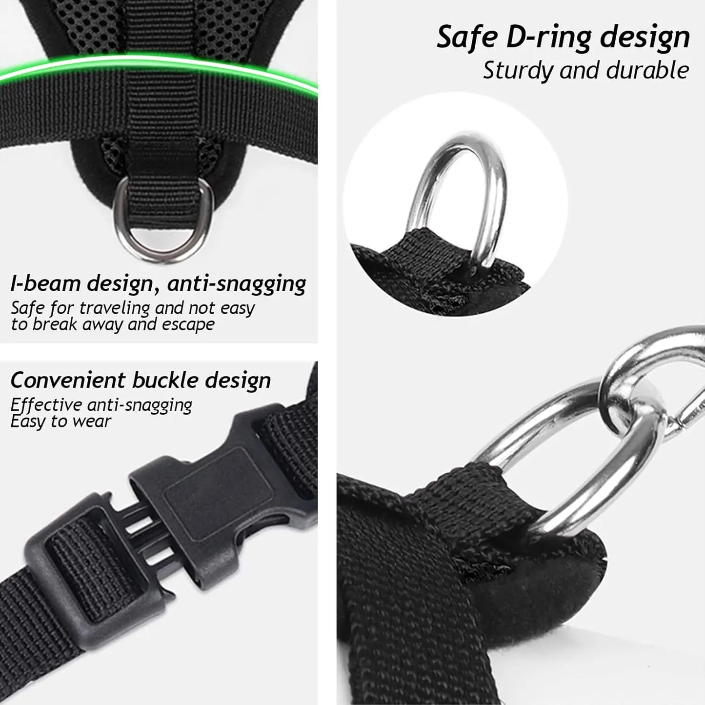 Cat Chest Harness and Leash Set – Summer Mesh, Anti-Escape, Adjustable – Size S Black for All Cats