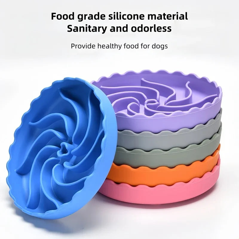 Dog Slow Food Bowl Food Grade Silicone Pet Slow Feeder Bowl with Suction Mat Dog Slow Eat Bowl Anti-choking Pet Feeding Supplies