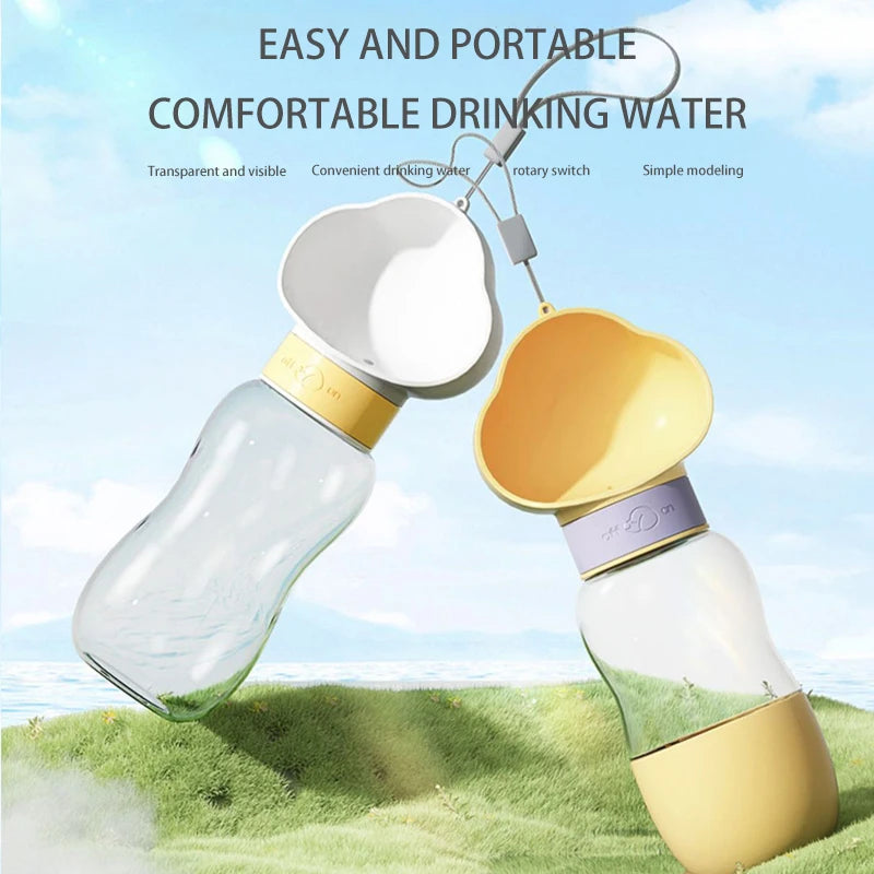 Dog Outdoor Water Bottle 2 in 1 High-temperature Resistance Portable Pets Drinking Bowls Feeders Cup for Small Medium Dogs Cats