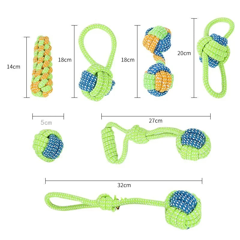7PCS Dog Toys, Cotton Rope Chew, Interactive Ball, Toothbrush Toy for Small Large Dogs