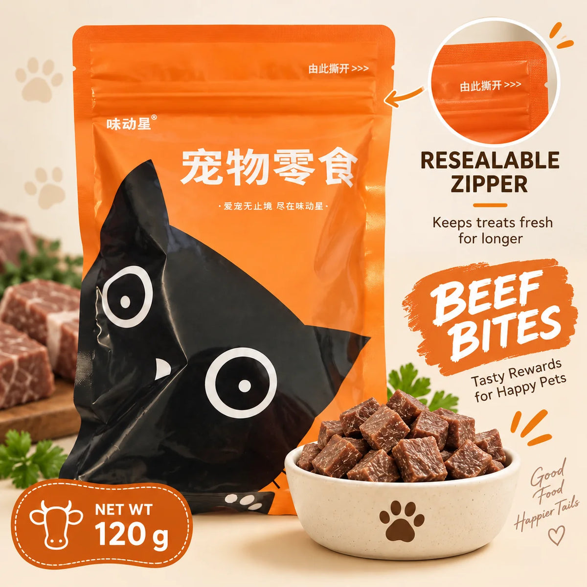 Beef Granules Dog Treats 120g Resealable Pet Snack Bites for Training Rewards Puppies and Adult Dogs Daily Treats