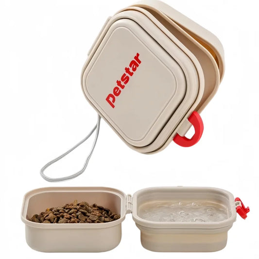 2 IN 1 Pet Outdoor Folding Bowl Travel Walking Portable Double-layer Drink Water Feeding Bowls for Small Medium Cat Dog Feeders