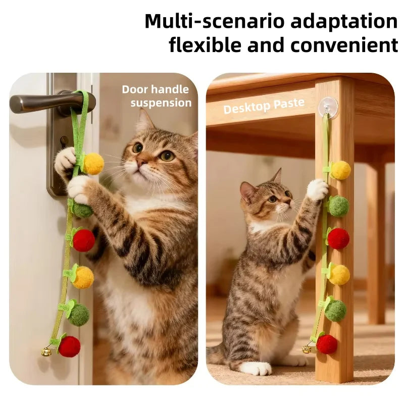 Durable Tomato Shaped Cat Teaser Toy with Bell Interactive Self-Play Kitten Toy for Boredom Relief Essential Pet Supplies