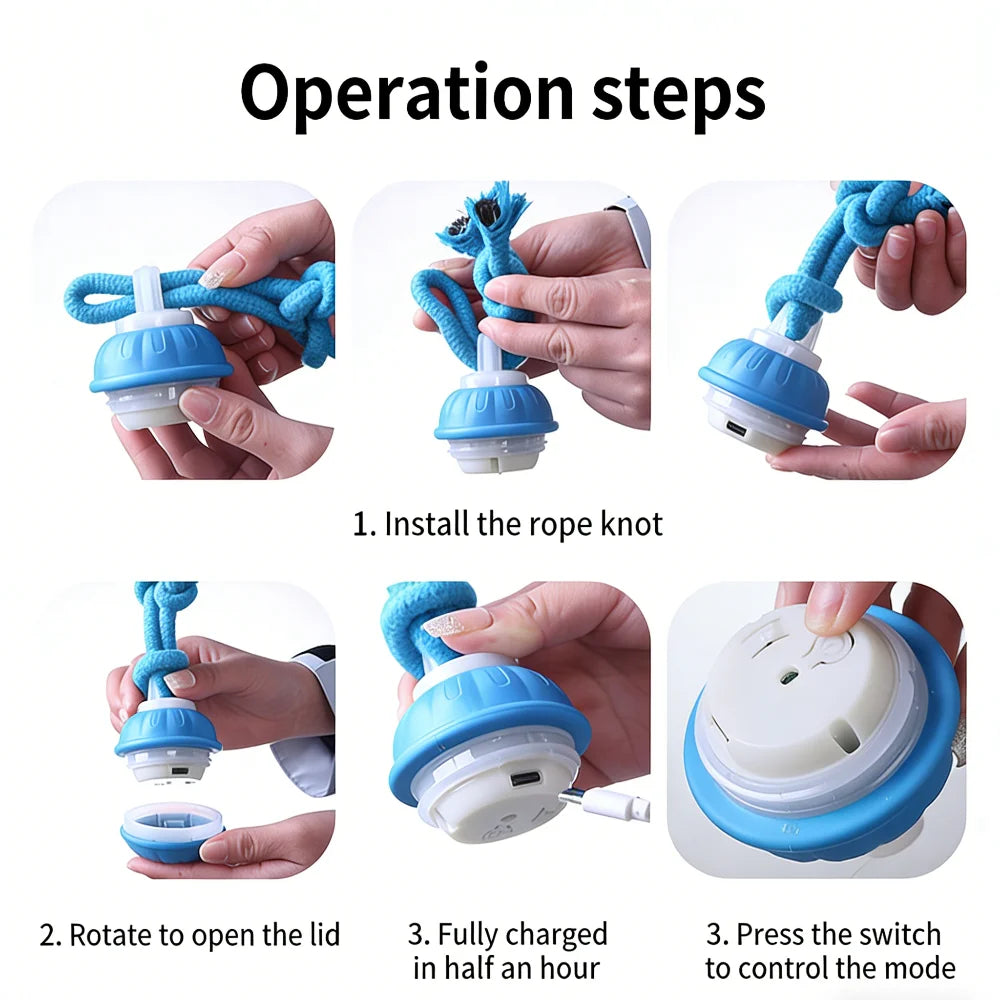 Dog Ball Toys Touch Activated, Rechargeable, Squeaky Dog Toy, Interactive Moving Ball for Pup with Rope for Medium Small Dogs Pu