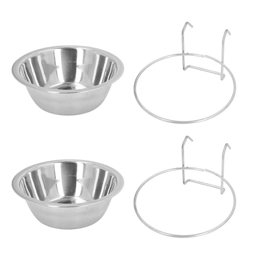 2PCS Hanging Pet Bowl Stainless Steel Large Capacity Easy to Clean Dog Crate Water Bowl for Kennel