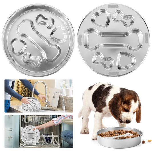 304 Stainless Steel Pet Dog Slow Feeder Bowl W/ Non-Slip Mat Dog Water Bowl Anti-Choking Pet Food Bowls for Small & Medium Dogs