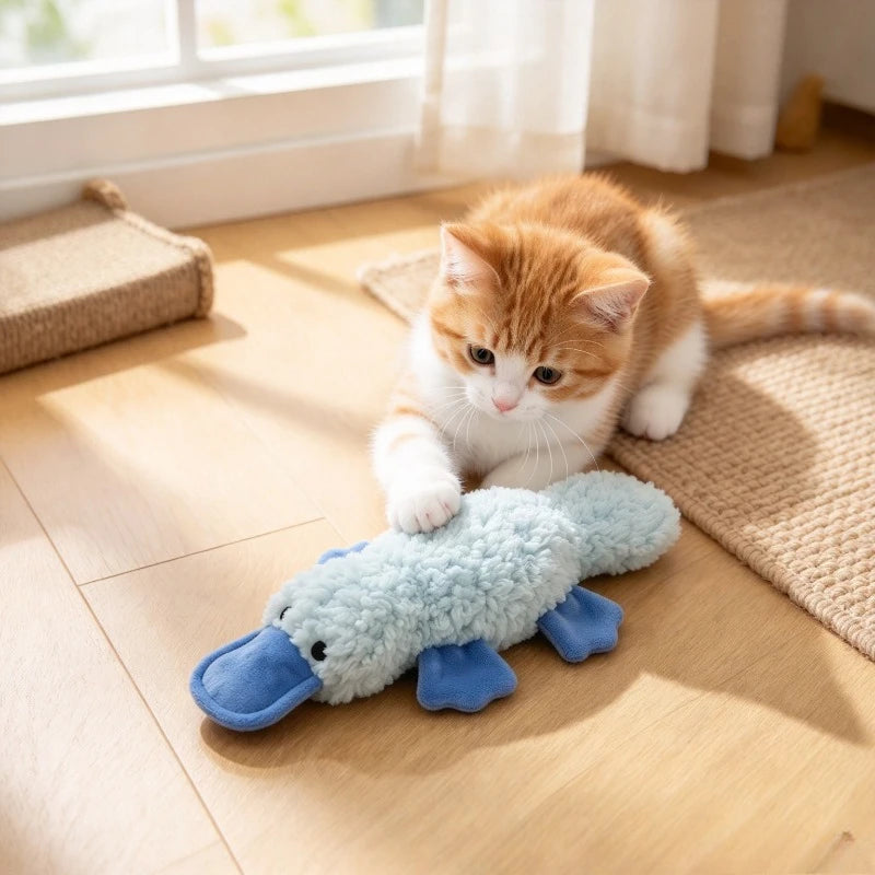 Pet Plush Chew Toy Interactive Soft Bite Playing Teasing Kitten Toy Simulation Duck Plush Dog Toys with Sound Pet Cat Toy