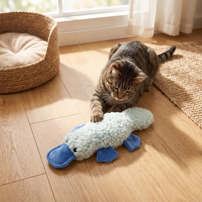Pet Plush Chew Toy Interactive Soft Bite Playing Teasing Kitten Toy Simulation Duck Plush Dog Toys with Sound Pet Cat Toy